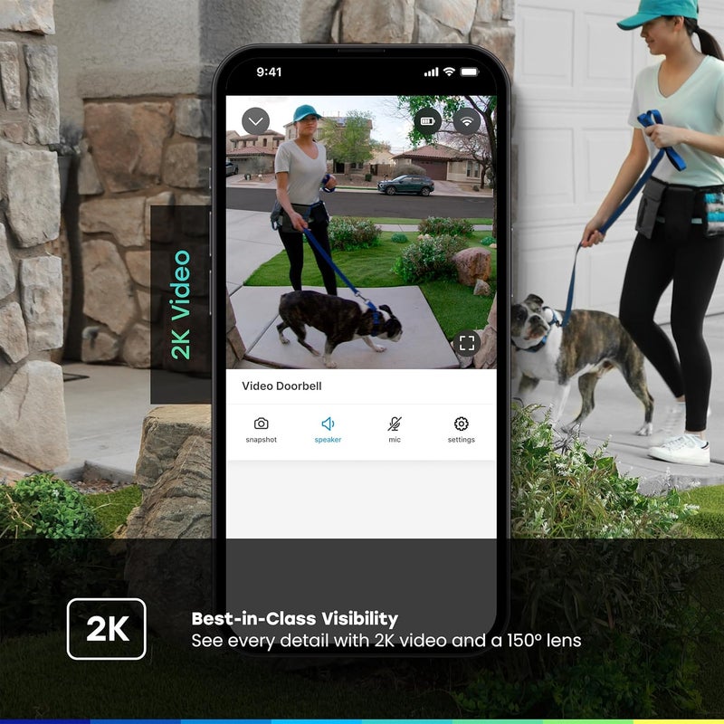 Chamberlain myQ Video Doorbell | 2K Camera, Battery/Wired, Color Night Vision, Live View with 2-Way Talk, Motion Detection & Real-Time Alerts, 150 Deg Wide View, Black - Image 5